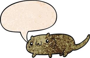 cartoon cat and speech bubble in retro texture style vector