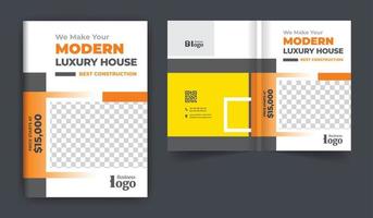 Real estate or construction business brochure cover design theme template. abstract colorful creative and modern bi fold multi-pages layout vector