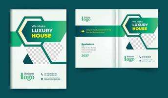 Real estate or construction business brochure cover design theme template. abstract colorful creative and modern bi fold multi-pages layout vector