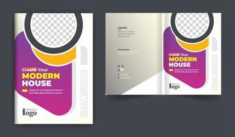 plantilla de tema de diseño de portada de folleto de negocios inmobiliarios o de construcción. diseño abstracto colorido creativo y moderno de varias páginas vector
