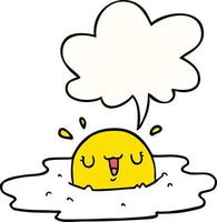 cartoon fried egg and speech bubble vector