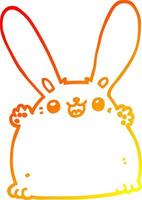 warm gradient line drawing cartoon rabbit vector