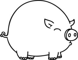 quirky line drawing cartoon pig vector