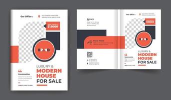 Real estate or construction business brochure cover design theme template. abstract colorful creative and modern bi fold multi-pages layout vector