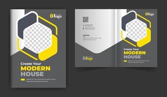 Real estate or construction business brochure cover design theme template. abstract colorful creative and modern bi fold multi-pages layout vector