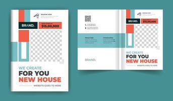 Real estate or construction business brochure cover design theme template. abstract colorful creative and modern bi fold multi-pages layout vector