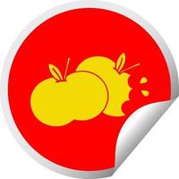 circular peeling sticker cartoon juicy apple vector