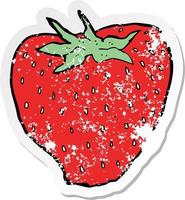 retro distressed sticker of a cartoon strawberry vector