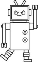 line drawing cartoon robot vector