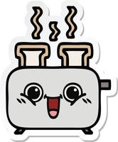 sticker of a cute cartoon of a toaster vector