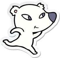 sticker of a cute cartoon polar bear vector