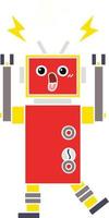 flat color retro cartoon robot vector