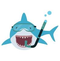 Big shark with diving equipment vector