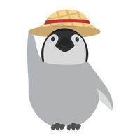 pingüino bebé con vector de sombrero