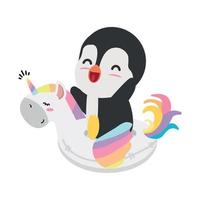 flotador ilustrado de anillos inflables de pingüino vector