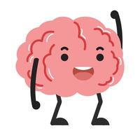 Happy brain cartoon character vector