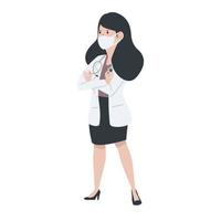 doctora posa personaje de dibujos animados vector