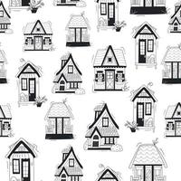 Hand drawn house. Vector pattern