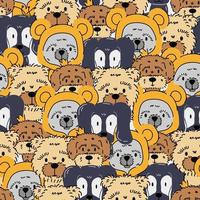 Seamless pattern with hand-drawn dogs. Fashionable vector background.