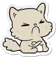 sticker of a cartoon angry cat vector