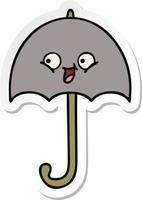 sticker of a cute cartoon umbrella vector