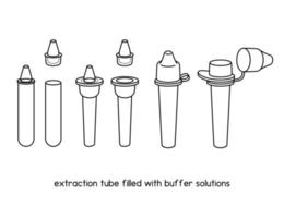 extraction tube filled with buffer solutions diagram for experiment setup lab outline vector illustration