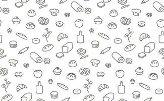 many kinds of bread seamless pattern Gift Wrap wallpaper background kawaii doodle flat cartoon vector illustration