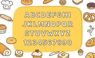 bakery bold font kawaii doodle flat cartoon vector illustration