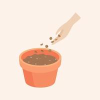 Seeds in a pot are Growing up is a soft shoot vector