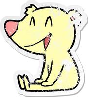 distressed sticker of a sitting bear cartoon vector