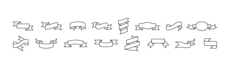 Lineal Ribbons line art icon set design template vector illustration