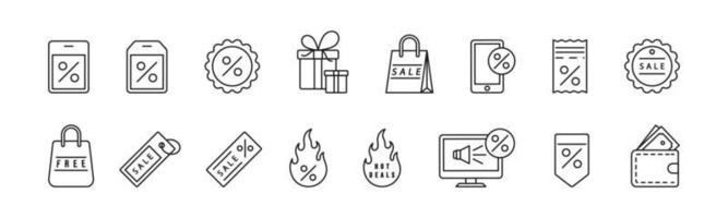 Sales line art icon set design template vector illustration