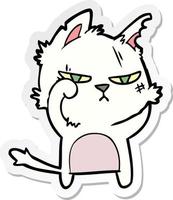 sticker of a tough cartoon cat vector