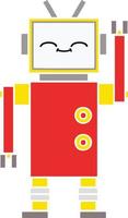 flat color retro cartoon robot vector