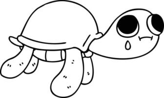 quirky line drawing cartoon turtle vector