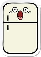 sticker of a cute cartoon fridge freezer vector