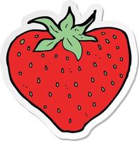 sticker of a cartoon strawberry vector