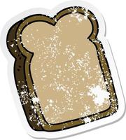 distressed sticker of a quirky hand drawn cartoon slice of bread vector