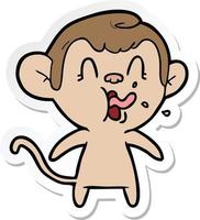 sticker of a crazy cartoon monkey vector