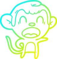 cold gradient line drawing shouting cartoon monkey vector