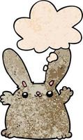 cartoon rabbit and thought bubble in grunge texture pattern style vector