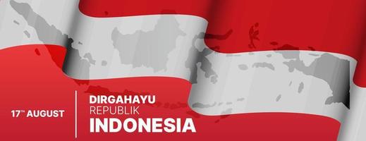 indonesian independence day banner with flag. vector illustration