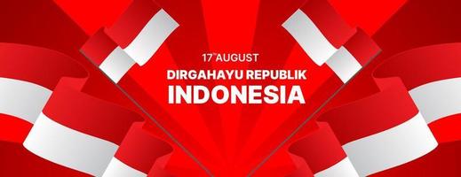 indonesian independence day banner design with flag vector