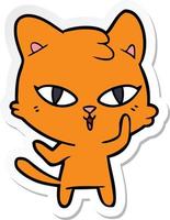 sticker of a cartoon cat vector
