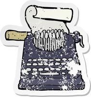 retro distressed sticker of a cartoon typewriter vector