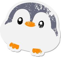 cute christmas penguin grunge sticker vector