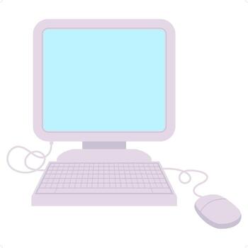 computer with mouse and keyboard vector