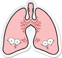 pegatina de los pulmones de una caricatura vector