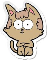 sticker of a happy cartoon cat vector