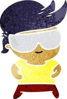 retro cartoon kawaii kid with shades vector